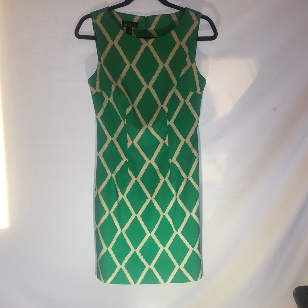 Alyx Green Geometric Midi Sheath Dress Size 4